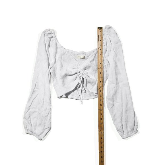 Aeropostale Womens White Drawstring-Front Cropped Top (Size - see pictures) - Picture 2 of 6